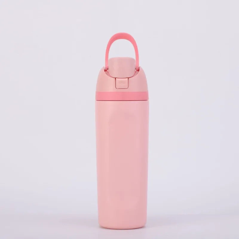 16/19/24/32OZ New 304 Stainless Steel Fitness Cup with Handle, Macaron Colored Insulated Bottle Large Capacity Straw Fruit Cup.