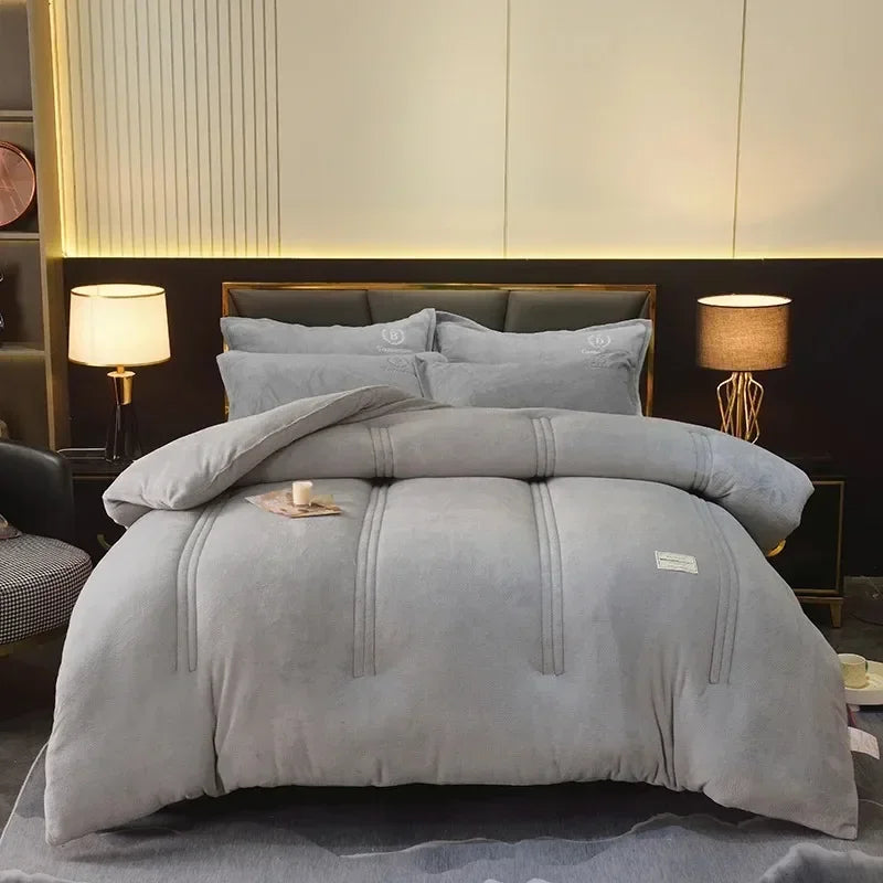 Winter Quilt Blanket Double Sided Velvet Lamb Cashmere Double Bed Quilts King Queen Full Size Bed Duvet Thicken Comforter Core