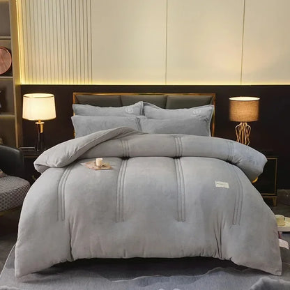Winter Quilt Blanket Double Sided Velvet Lamb Cashmere Double Bed Quilts King Queen Full Size Bed Duvet Thicken Comforter Core