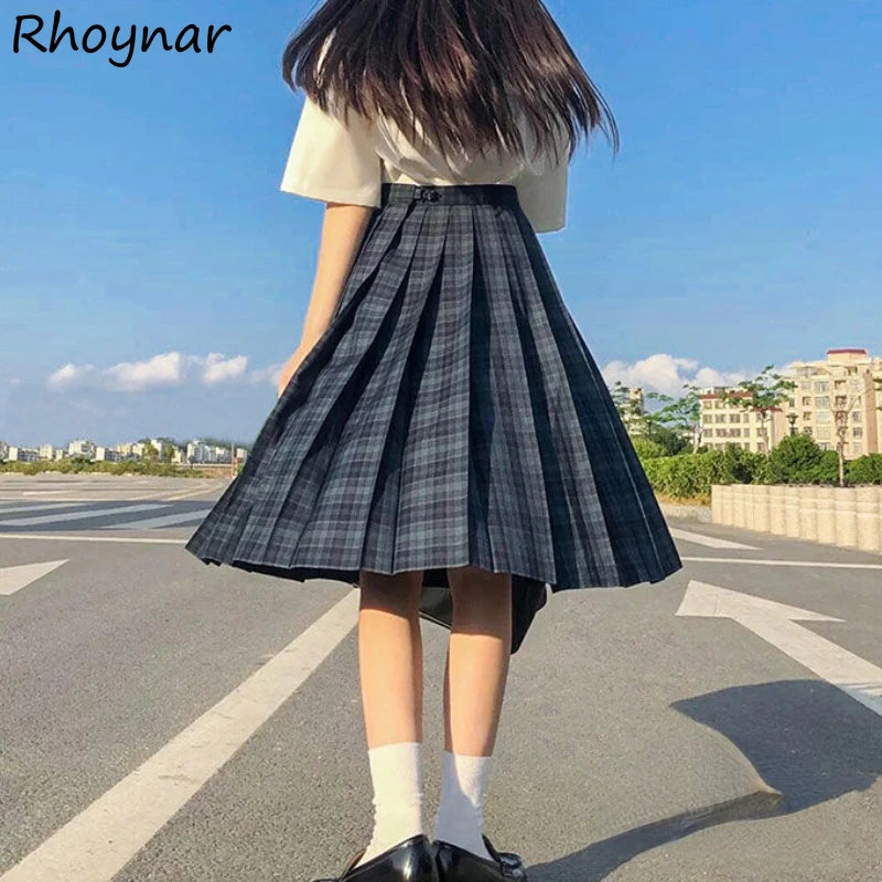 Pleated Skirts Women Japanese Preppy Style Plaid Faldas Kawaii Schoolgirls Chic Spring Autumn High Waist All-match Fashion Youth.