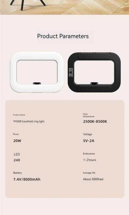 FANGTUOSI New Handheld Ring LED Rechargeable Fill light Portable Mobile Phone Live Photography Desktop Rabbit Cage Selfie Light.