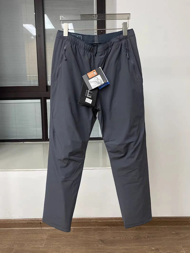 Men's Winter Padded Pants with 3 Zip Pockets 90% White Duck Down Windproof Warm Pants Snow Cold Thermal Down Trousers.