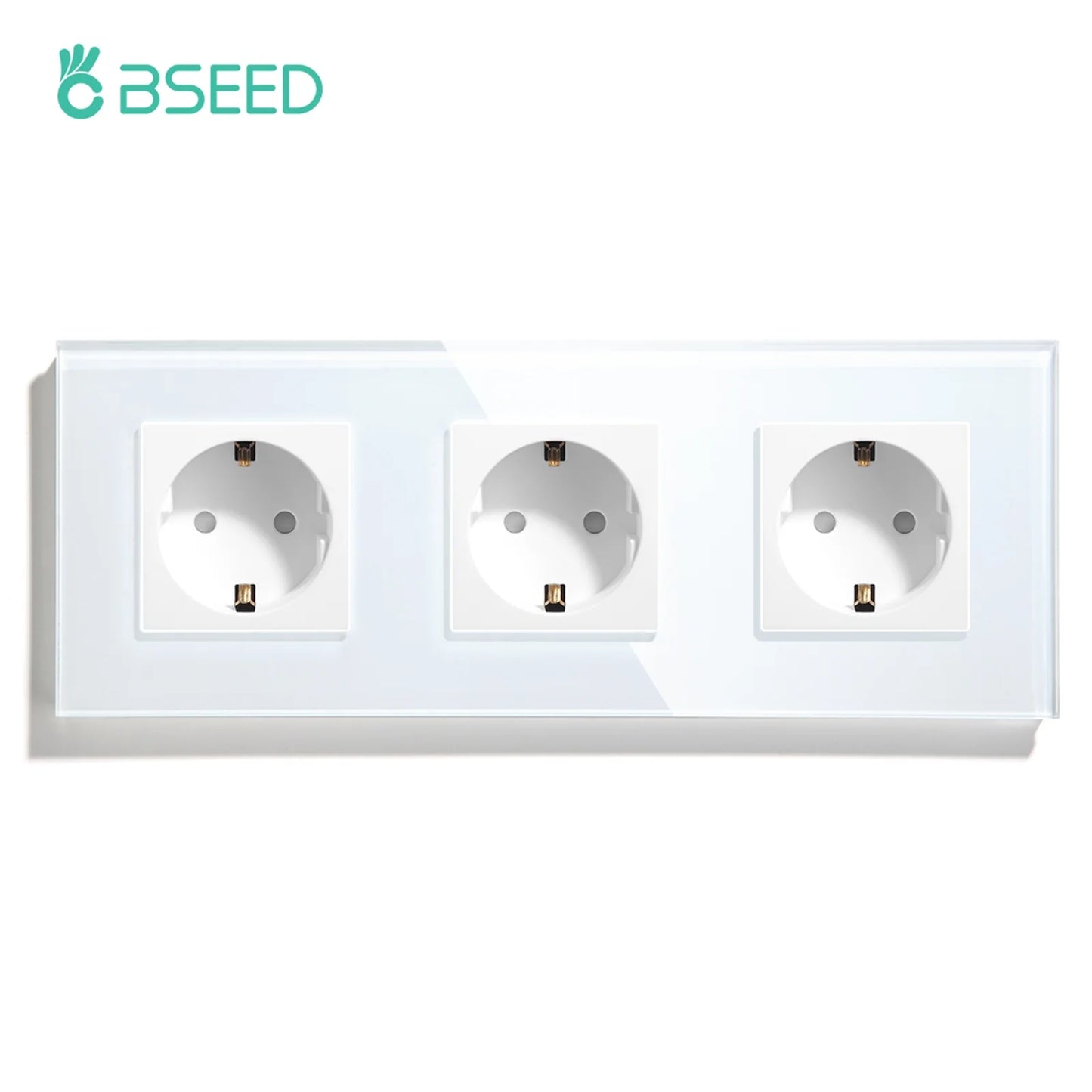 BSEED EU Standard Einzigen Steckdose Doppel Glas Steckdosen Triple Steckdosen Steckdose Für Home Office Schlafzimmer 16A