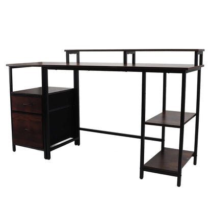 Home-Office-Computertisch, industrieller Computertisch, Vintage-Computertisch mit erhöhtem Regal für das Home Office