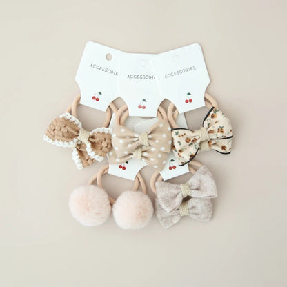 10Pcs/Lot, Elastic Hair Bow Clips for Children, Children's Headwear Hair Accessories for girls, Cute Hair ties, Lovely Hair Rope.