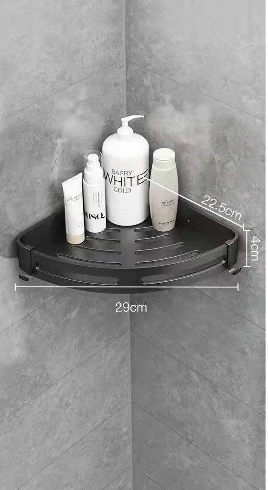 Badezimmer Regal Organizer Dusche Lagerregal Schwarz Eckregale Wandmontage Aluminium Toilette Shampoo Halter Kein Bohrer
