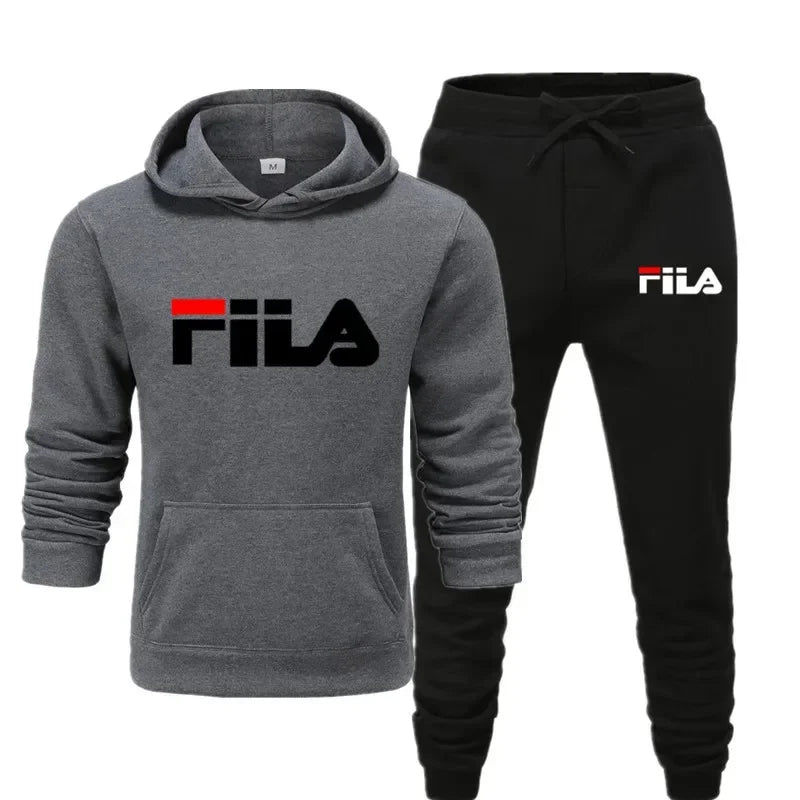 A new men's Spring and Autumn 2025 pullover hoodie + sweatpants two-piece fitness, fashion and casual jogging set.