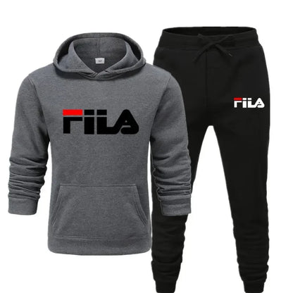 A new men's Spring and Autumn 2025 pullover hoodie + sweatpants two-piece fitness, fashion and casual jogging set.