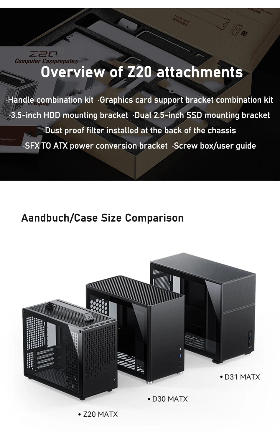 JONSBO Z20 MATX Case Detachable Handle Supports 240 Water-cooled 363mm Graphics Card Side  Transparency Desktop Mini PC Chassis