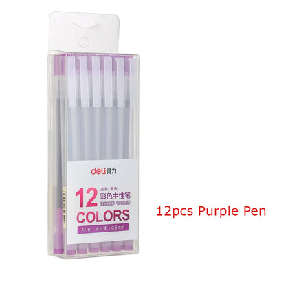 Deli 12 Teile/satz Gel Stift Schule Stifte Set Stift 0,5 MM Farbe Tinte Schreibwaren Student LieferungenWasser-basierte Stift Schreiben malerei Werkzeuge