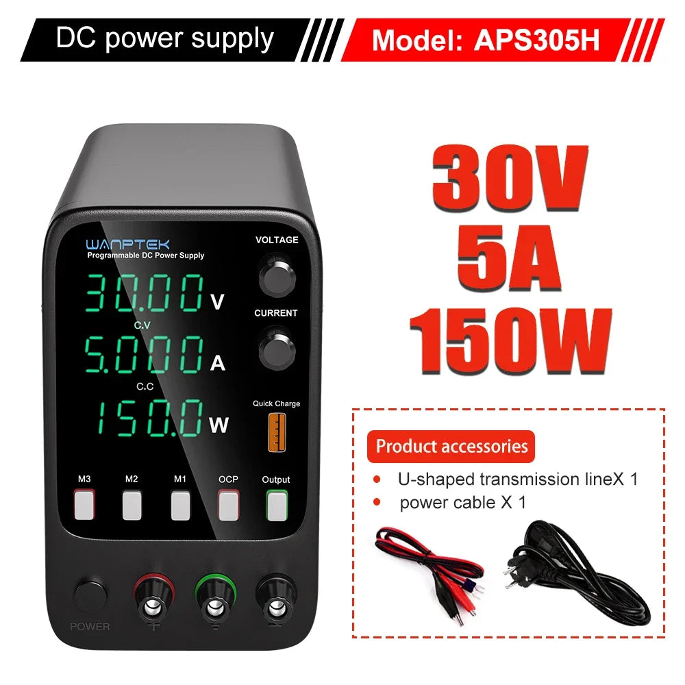 Wanptek Laboratory Power Supply 30V 5A / 30V 10A With OCP Short-Circuit Protection AC 220V/110V Auto Switching Preset Current.
