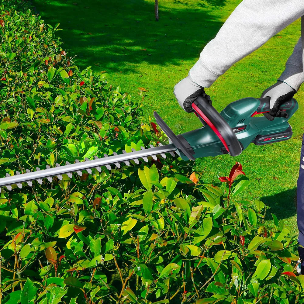 20 V Akku-Heckenschere, Gartenschere, Gartenwerkzeug-Set, 2,0 Ah Akku, Schnittlänge 520 mm, Zahnabstand 15 mm, POSENPRO