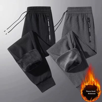 Men's Autumn Winter New Trendy Brand Sportswear Pants Fleece-Lined And Thickened Loose-Fit Straight-Leg Casual Trousers.