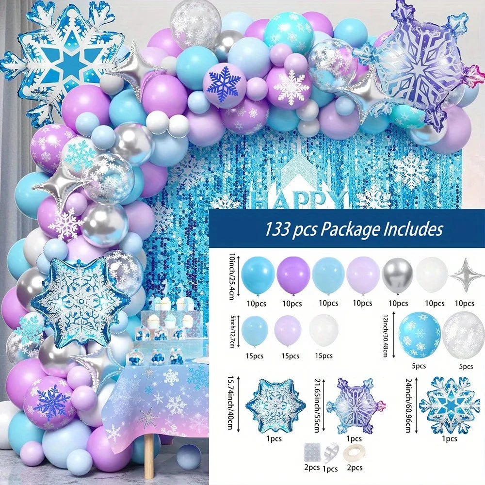 133 Stück Schneeball ballon girlande Set-blau, lila und weiß für Winter partys, Geburtstage und Innen-/Außen dekorationen.