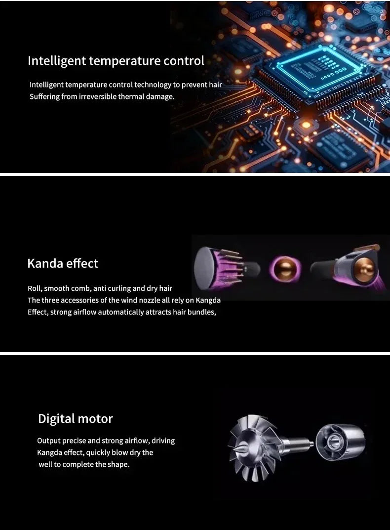 6IN1 Multi Hair Styler, 1300W High Power, Combines Drying, Straightening and Curling Functions, Suitable for Home and Salon Use