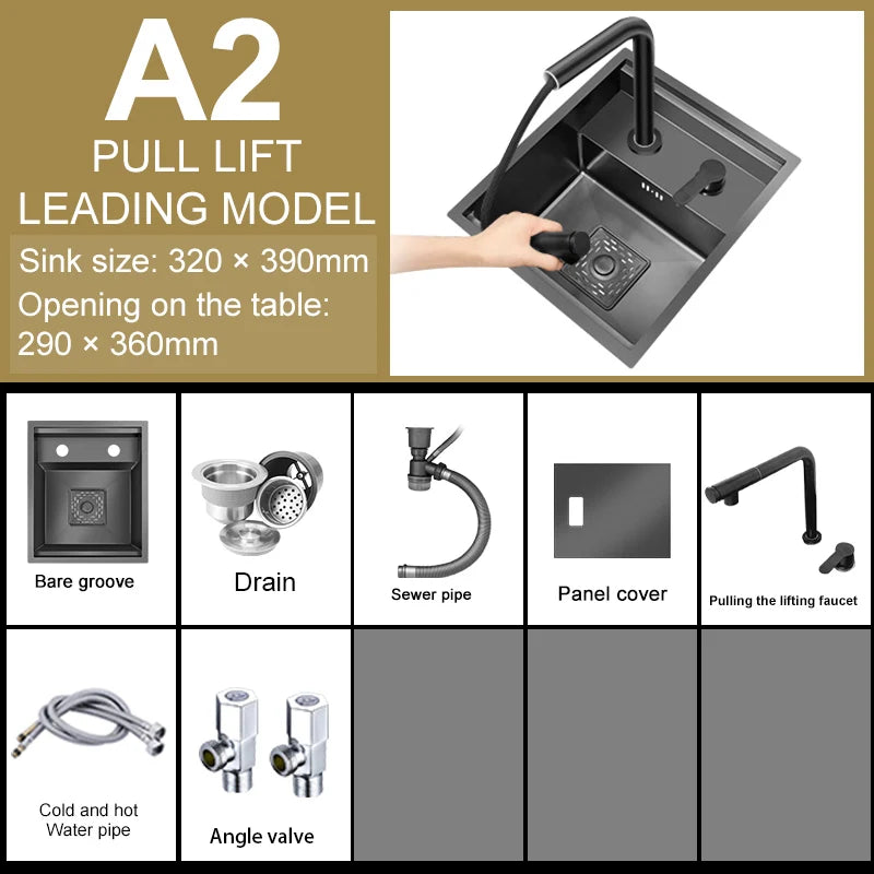 Versteckte Küchen spüle Bar Spüle Kit Klapp hahn Abflussrohr, Drop-In Unterbau Spüle, kleine Edelstahls püle für Workstation RV