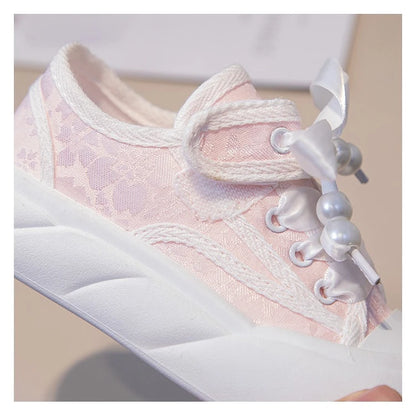 Children’s Casual Sneakers for Girls 2025 Autumn New Toddler Canvas Shoes with Shiny Bow Non-slip Breathable Kid Cotton Sneakers.