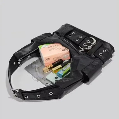 Belt buckle Women Luxury Designer Handbag And Purses PU Rivet Multiple Pockets Y2K Large Capacity Shoulder bags big totes.