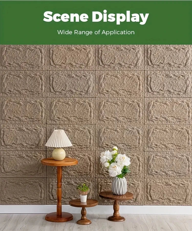 PU stone wall panel, 10 mm, realistic brick pattern, anti-mould and moisture-proof, waterproof and washable, suitable for/outdoo