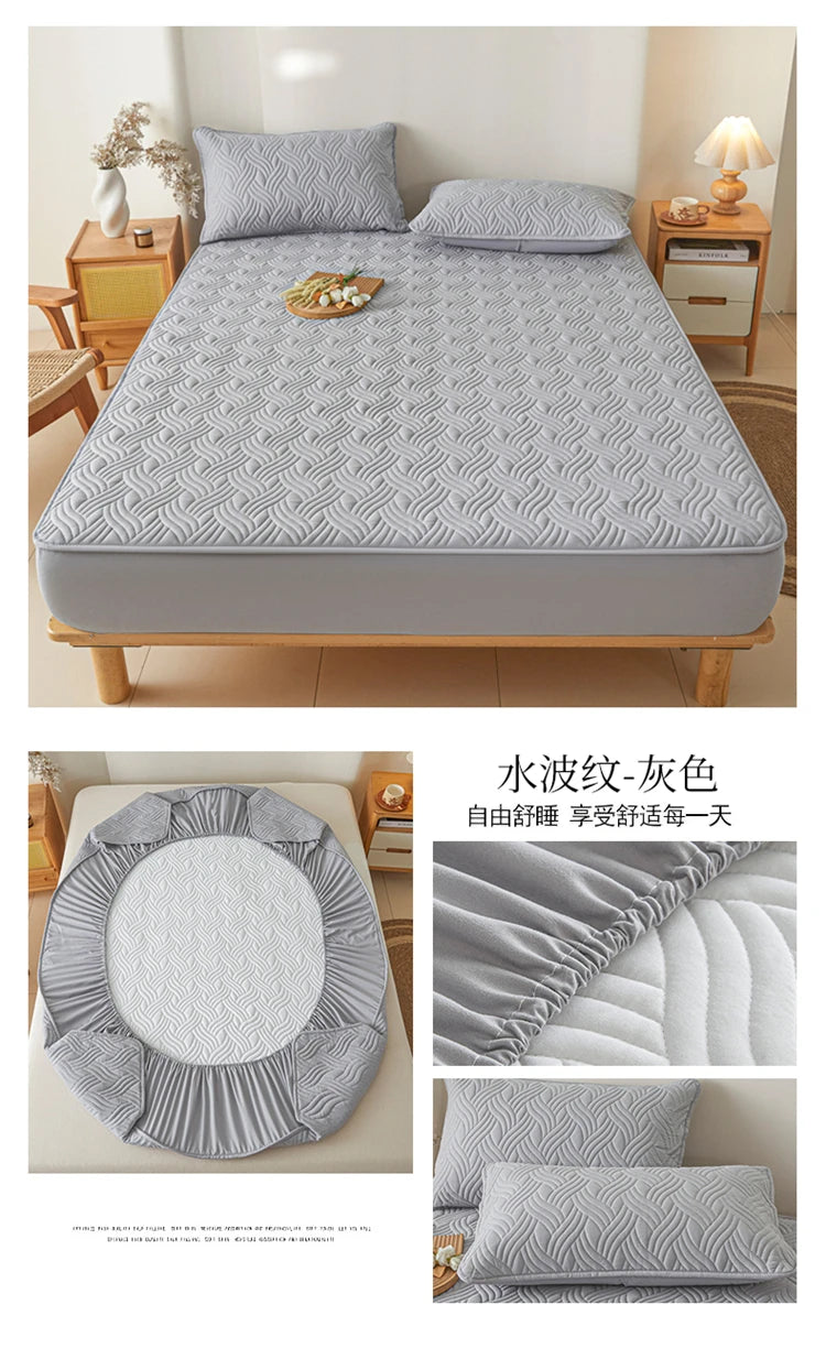 Dreamreal Cotton Thick Quilted Mattress Cover Anti-bacterial Anti-mite Mattress Protector Topper Pad Soft Fitted Sheet 6 Colors.