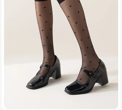 Women's Mid-calf Thin Transparent Stockings Summer Leggings Pure Desire Style Black White Color Half-Transparent Long Tube Socks.