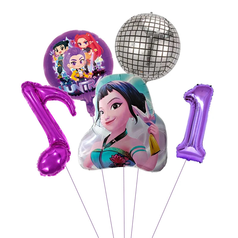 1 Set Kpop Dämonenjäger Thema Ballon Mädchen Alles Gute zum Geburtstag Party Dekoration Kinder Baby Dusche Geschenke Lieferungen