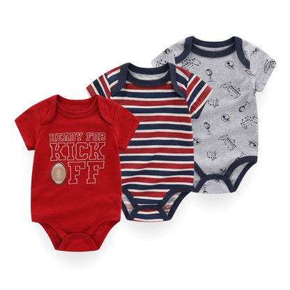 3PCS Mode Sommer Kurzarm Cartoon Baby Junge Mädchen Body Baumwolle Neugeborene Kleidung.