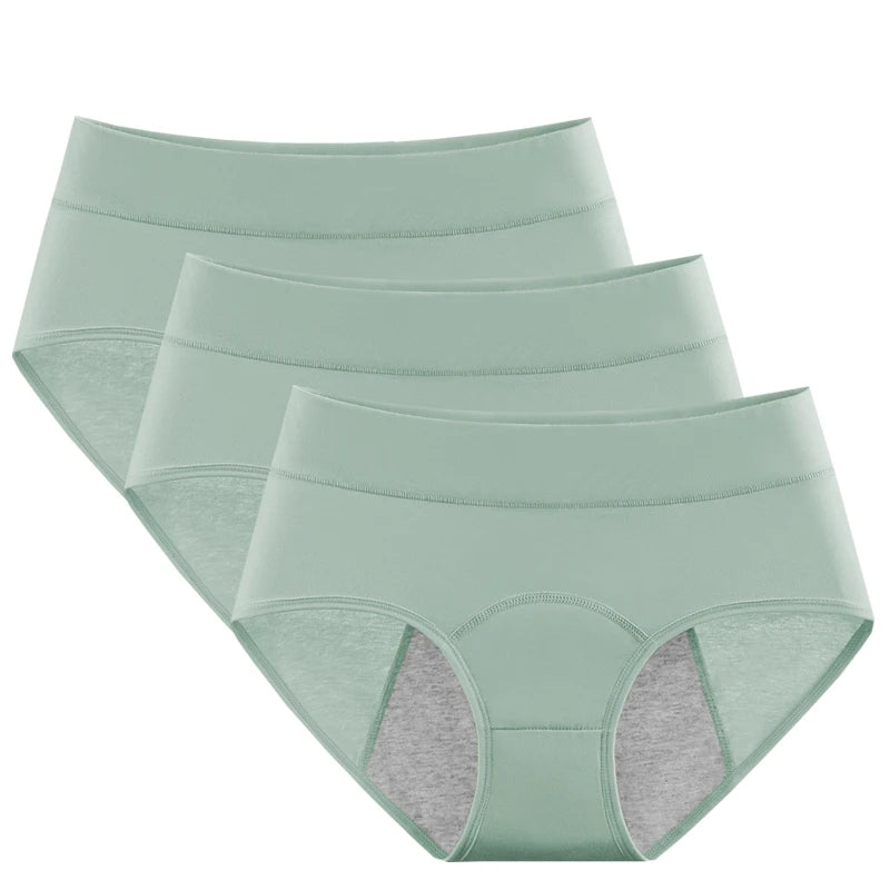 3pcs Cotton Women's Mid Waist Leak Proof Menstrual Panties Female Widen Period Physiological Briefs Lady Ventilate Comfort Panty