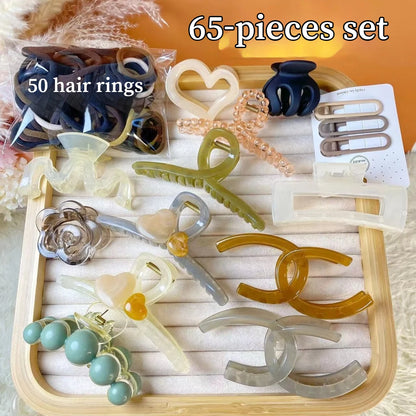 New 8-137PCS Set Hair Clip Combination Women Hair Accessories Grab Clip Hair Band Temperament Hairclip High Ponytail Headband.