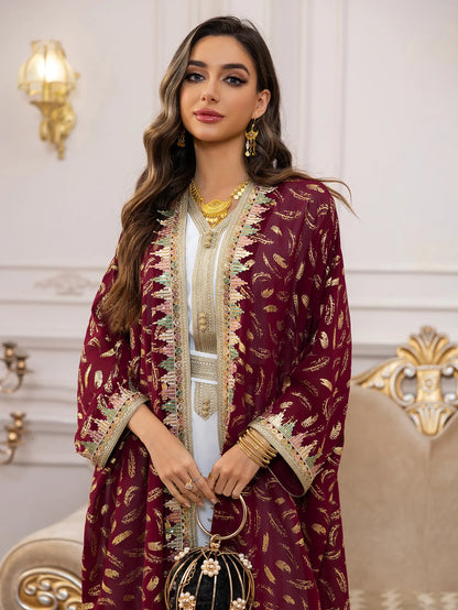 Eid Kimono Jalabiya Muslim Set Women Abaya Dubai Kaftan Morocco Caftan Kebaya Ramadan Dress Djellaba Islam Clothing Ramadan Robe.