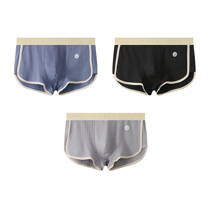 3 Teile/paket 100% Baumwolle Solide Gestreiften männer Boxer Sexy Atmungsaktive Mesh U Gabelung Unterwäsche Hohe Elastische Erweitern Bund Unterhose