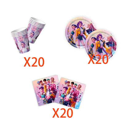 Neue Kpop Dämon Jäger Thema Einweg Geschirr Set Party Liefert Huntrix Saga Jungen Kuchen Topings Geburtstag Party Dekoration.