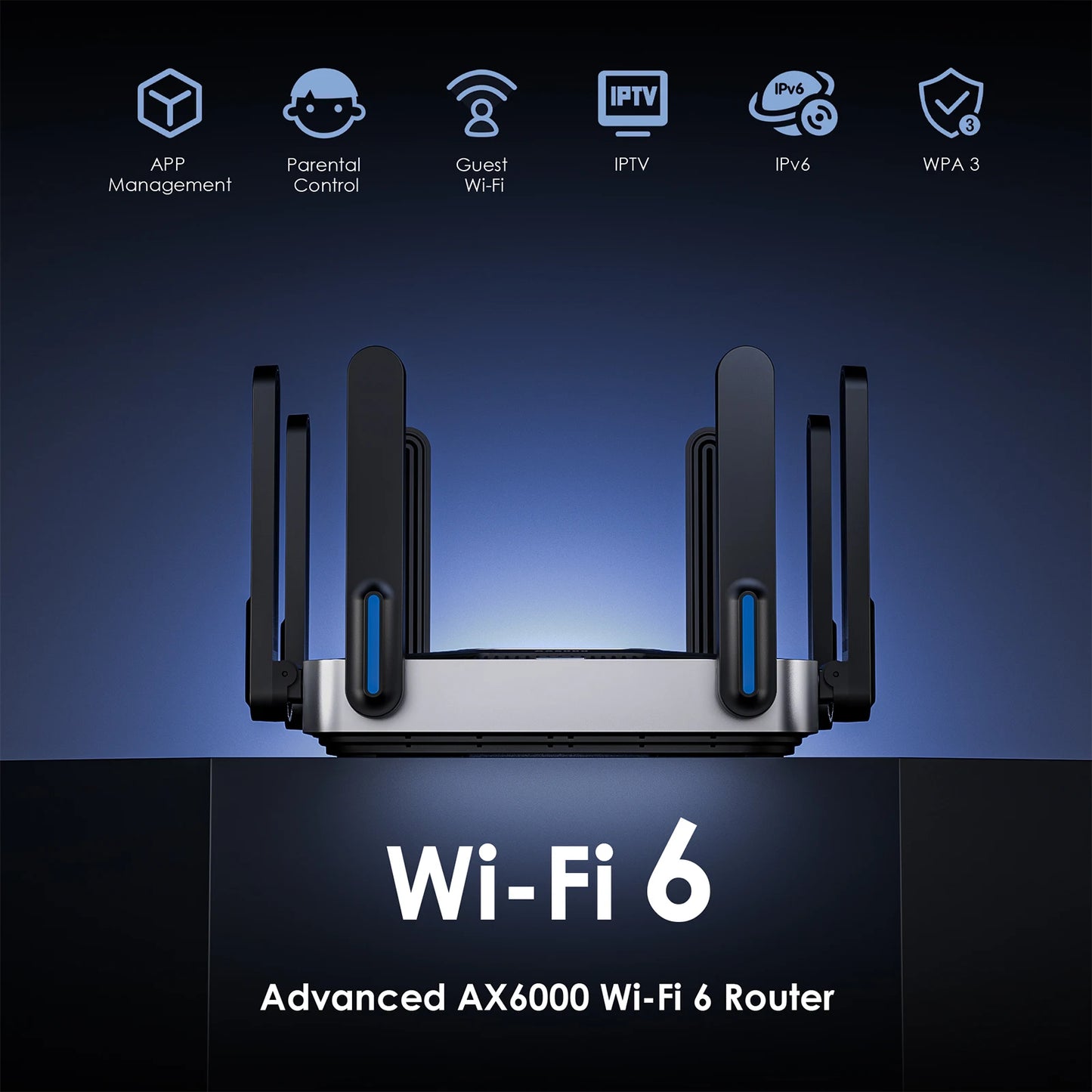 WAVLINK WiFi 6 Gigabit Router AX6000 Dual-Band 5GHz 2.4GHz Wireless Mesh Router 2500Mbps WAN/LAN with 8x5dBi High Gain Antennas.