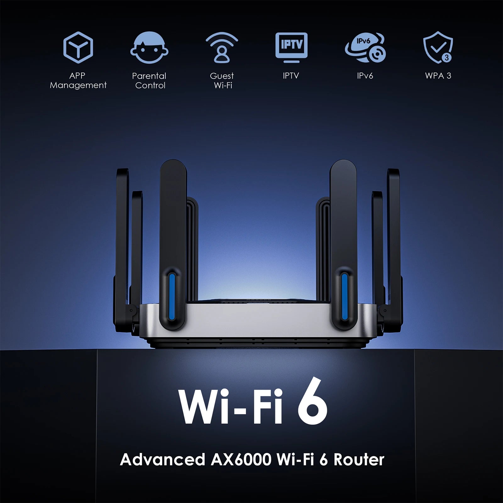 WAVLINK WiFi 6 Gigabit Router AX6000 Dual-Band 5GHz 2.4GHz Wireless Mesh Router 2500Mbps WAN/LAN with 8x5dBi High Gain Antennas.