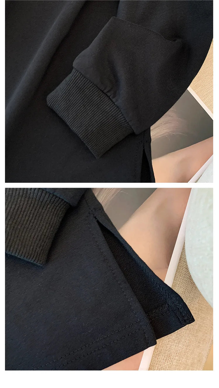 150 kg Übergröße Damen Büste 155 Frühling Herbst Lose Sweatshirt mit hellem Diamantherz Schwarz 5XL 6XL 7XL 8XL 9XL.