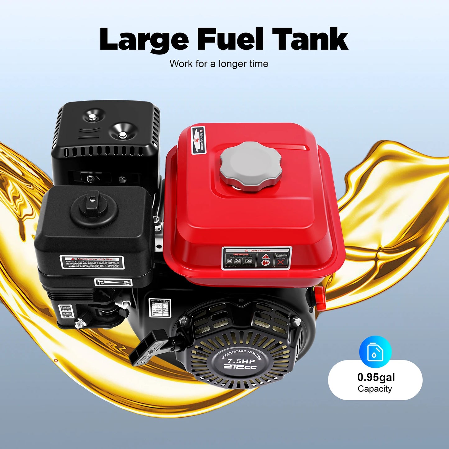 4-Takt-Benzinmotor 212 cc, 7,5 PS, 4000 W, 3600 U/min, Einzylinder-Handgezogener Benzinmotor, Durchmesser der Kurbelwelle ist 20 mm