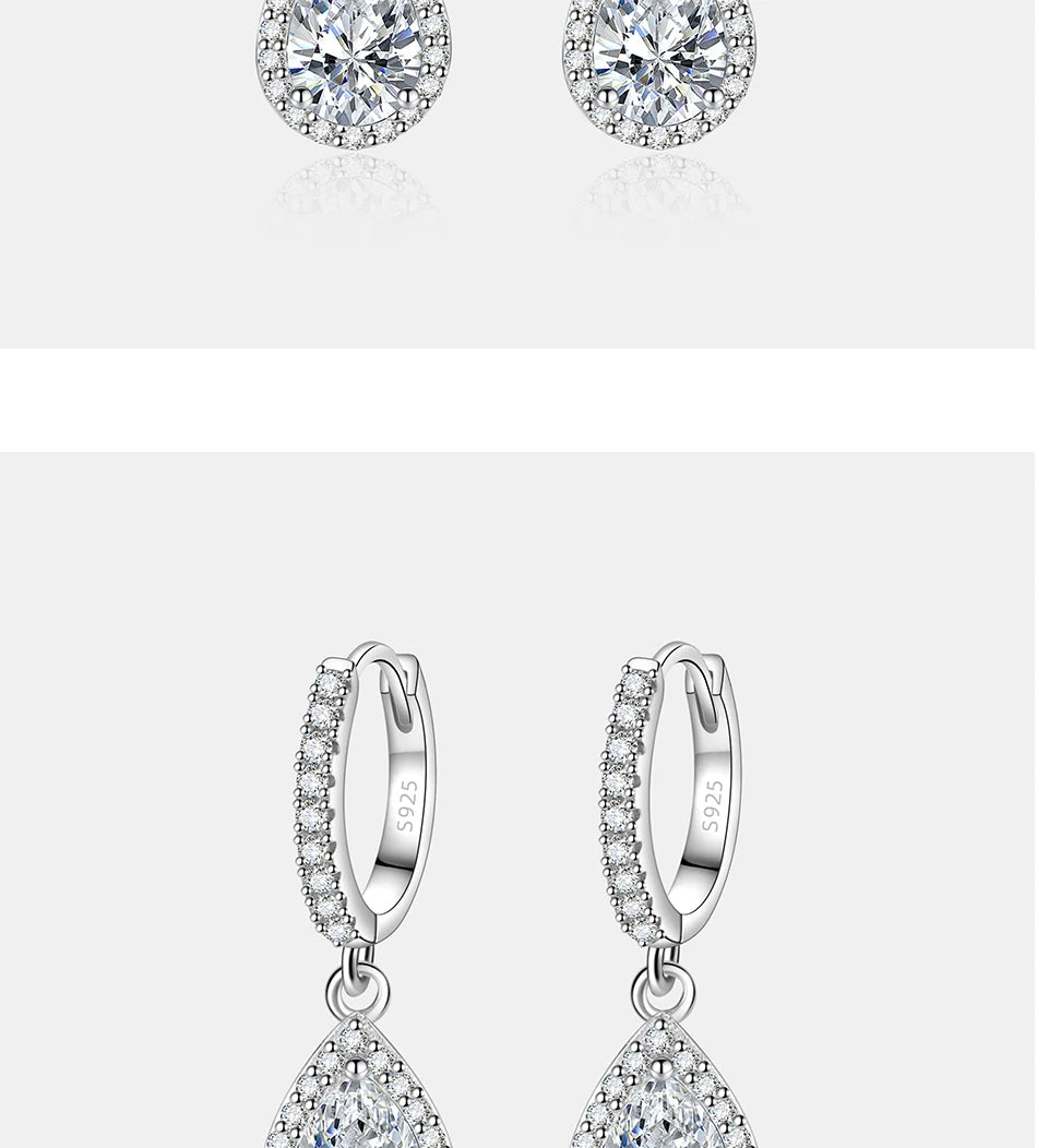 PERFANY 1CT Pear Cut Moissanite Earrings for Women S925 Pure Silver Laboratory Cultivated Diamonds Elegant Wedding Jewelry.