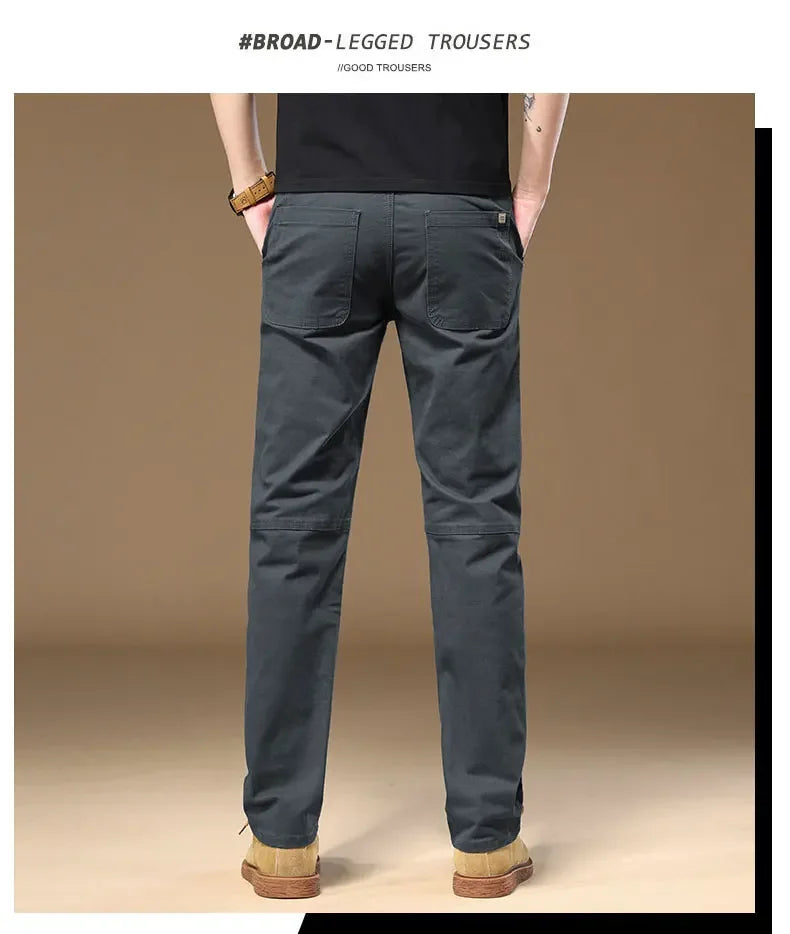 Men's Pants 97% Cotton Thick Business Casual Korean Grey Cargo Trousers Male Large Size 38 40 Brand Clothing Pant.