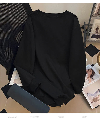 170kg plus size Damen büste Herbst bär bedrucktes Sweatshirt lockeres Langarm-Freizeit oberteil 6xl 7xl 8xl 9xl 10xl 11xl