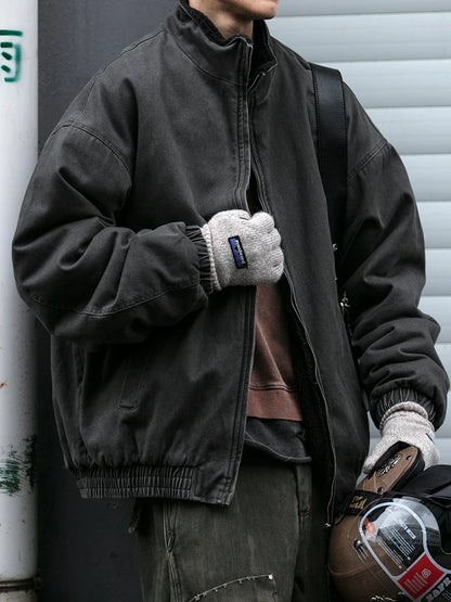 Japanese Vintage Polar Fleece Jacket Men Winter High Quality Thick Jacket Korean Streetwear Loose Couple Trendy Warm Coat Male.