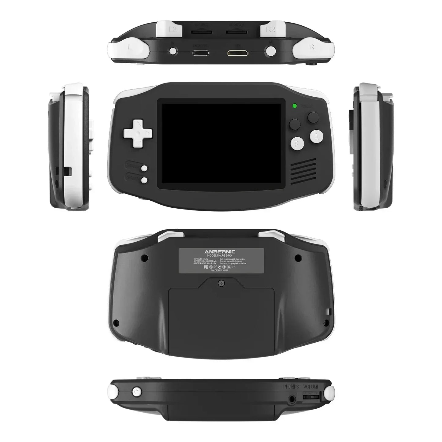 ANBERNIC RG34XX Retro Handheld Game Console, 3.4-inch IPS Display,  Linux, GBA, Bluetooth, HD TV Output, Video Game Player.