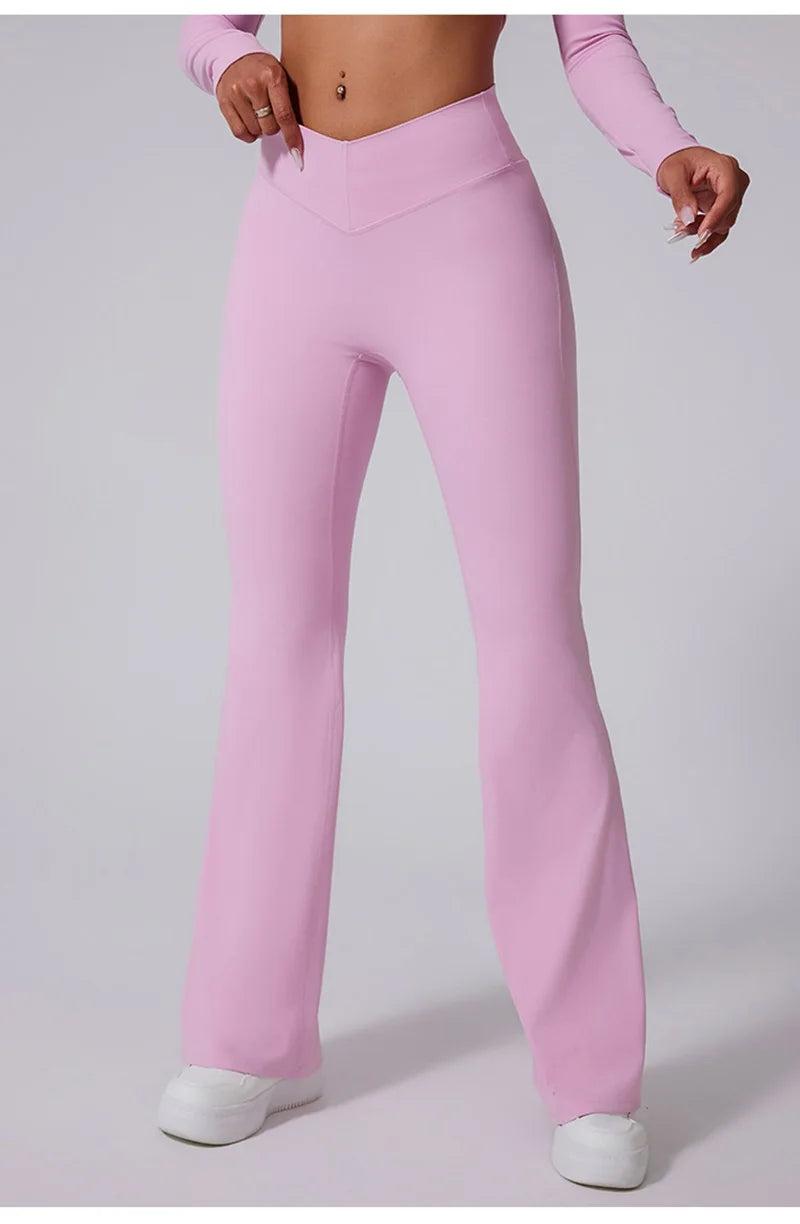 Cloud Hide Blue Sports Leggings Plus Size Long Yoga Pants Women Gym Fitness Running Flared Trousers High Waist Workout Tights