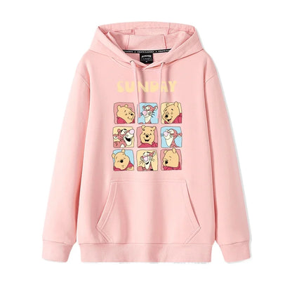 Cartoon Winnie the Pooh Mode einfacher Pullover Damen lockere und bequeme Kapuze vielseitige Paar Freundin Pullover Jacke.