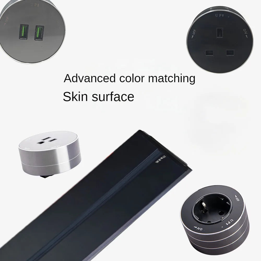 MANLEIKE Schienensteckdose UK EU US-Standardschiene zur Wandmontage, abnehmbarer Universalstecker für Haushaltsgeräte, Leistung 8000 W mit USB-Anschlüssen.