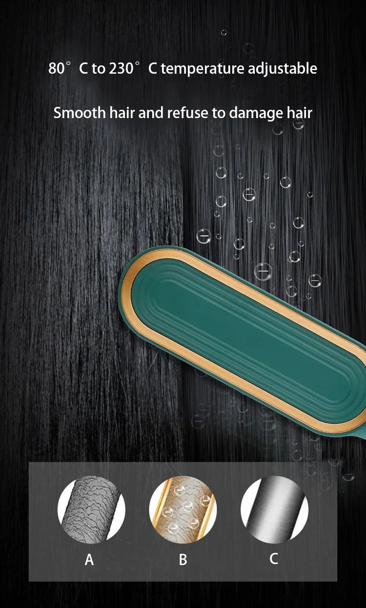 Thermostatic hair straightener Comb 5 temperature settings Straightening brush Quick heat professional hair straightening brush