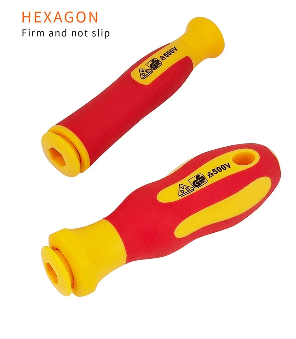 10-teiliges VDE-isoliertes Schraubendreher-Set mit austauschbarer Klinge und magnetischem Koffer, 500 V, Heim- und professionelle Nutzung, Elektriker-Werkzeuge