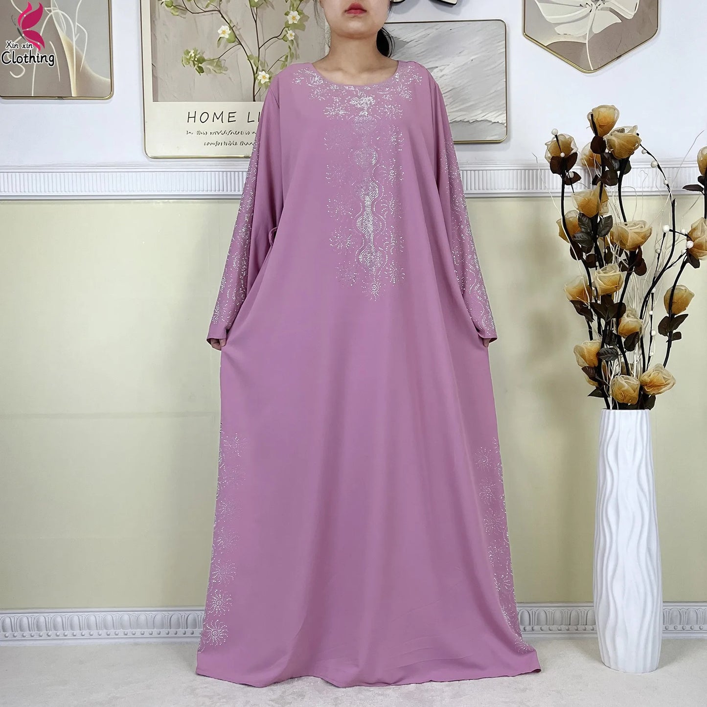 2025New High-Quality Dubai Muslim Abaya for Women Dress Islamic Turkey Femme Clothing Long Sleeve Loose African Dress With Scarf.