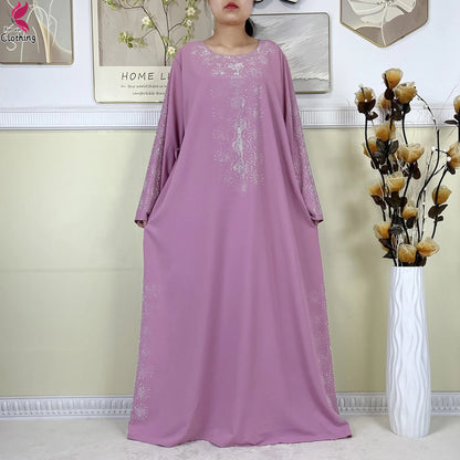 2025New High-Quality Dubai Muslim Abaya for Women Dress Islamic Turkey Femme Clothing Long Sleeve Loose African Dress With Scarf.