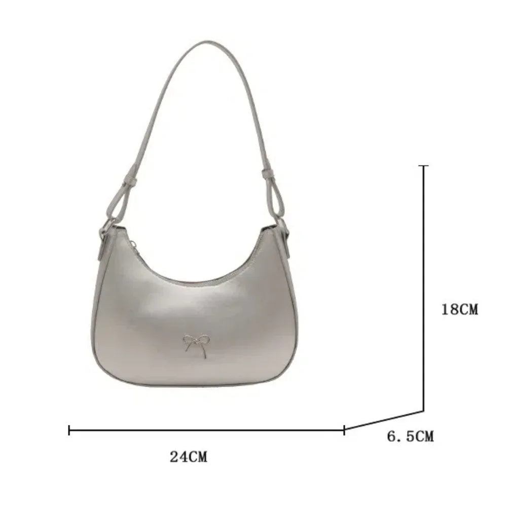 Bowknot Armpit Bag Korean Underarm Bag Luxury PU Leather Y2K Handbag Girls Shoulder Bag.