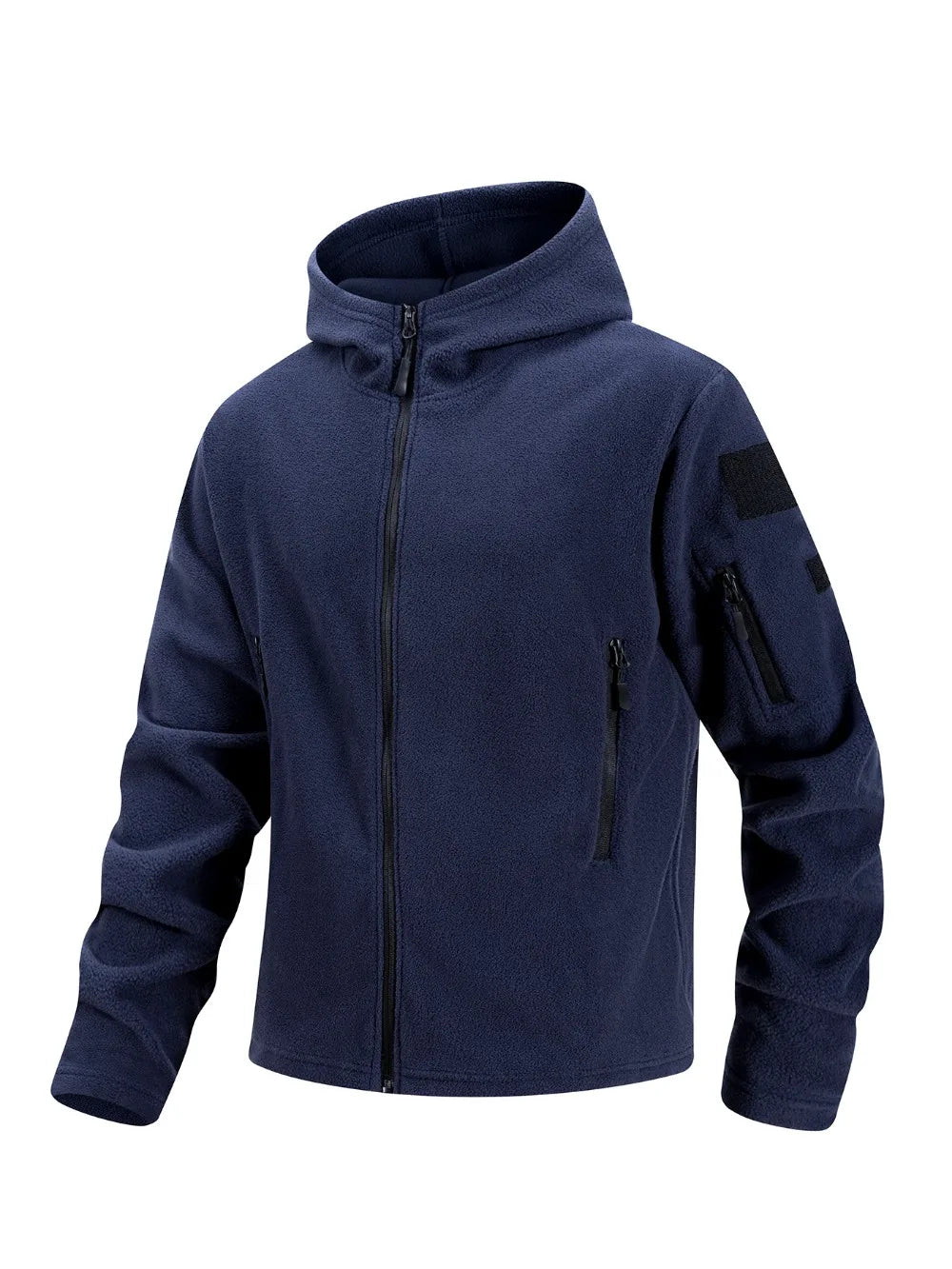 Men's Polar Fleece Zipper Hooded Jacket Autumn Winter Thermal Warm Work Coats Full-Zip Up Windproof Outdoor Hoodie Sweatshirt.